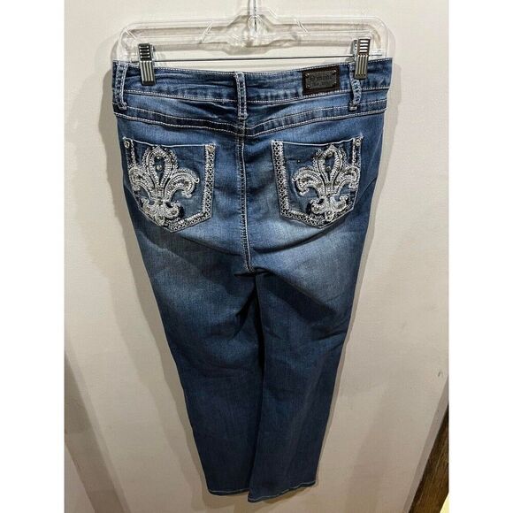 D'Mode Jeans Womens Size 9 Blue Mid Rise Straight Embellished Demin Grunge Punk - Picture 2 of 8